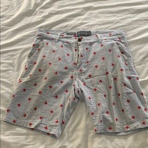 Seersucker Shorts with Red Fish